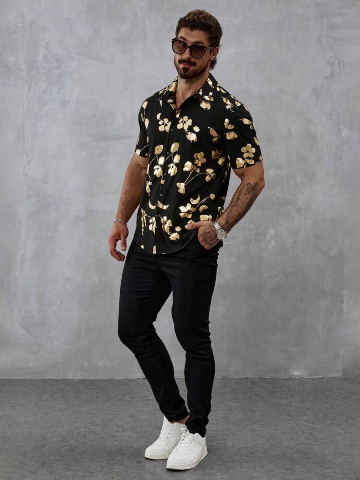 Men's Gold & Black Button Up Shirt (4.95) - Image 3