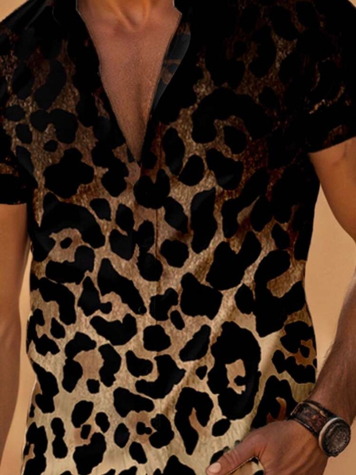 Men's Casual Leopard Print Pattern Shirt (4.89) - Image 4