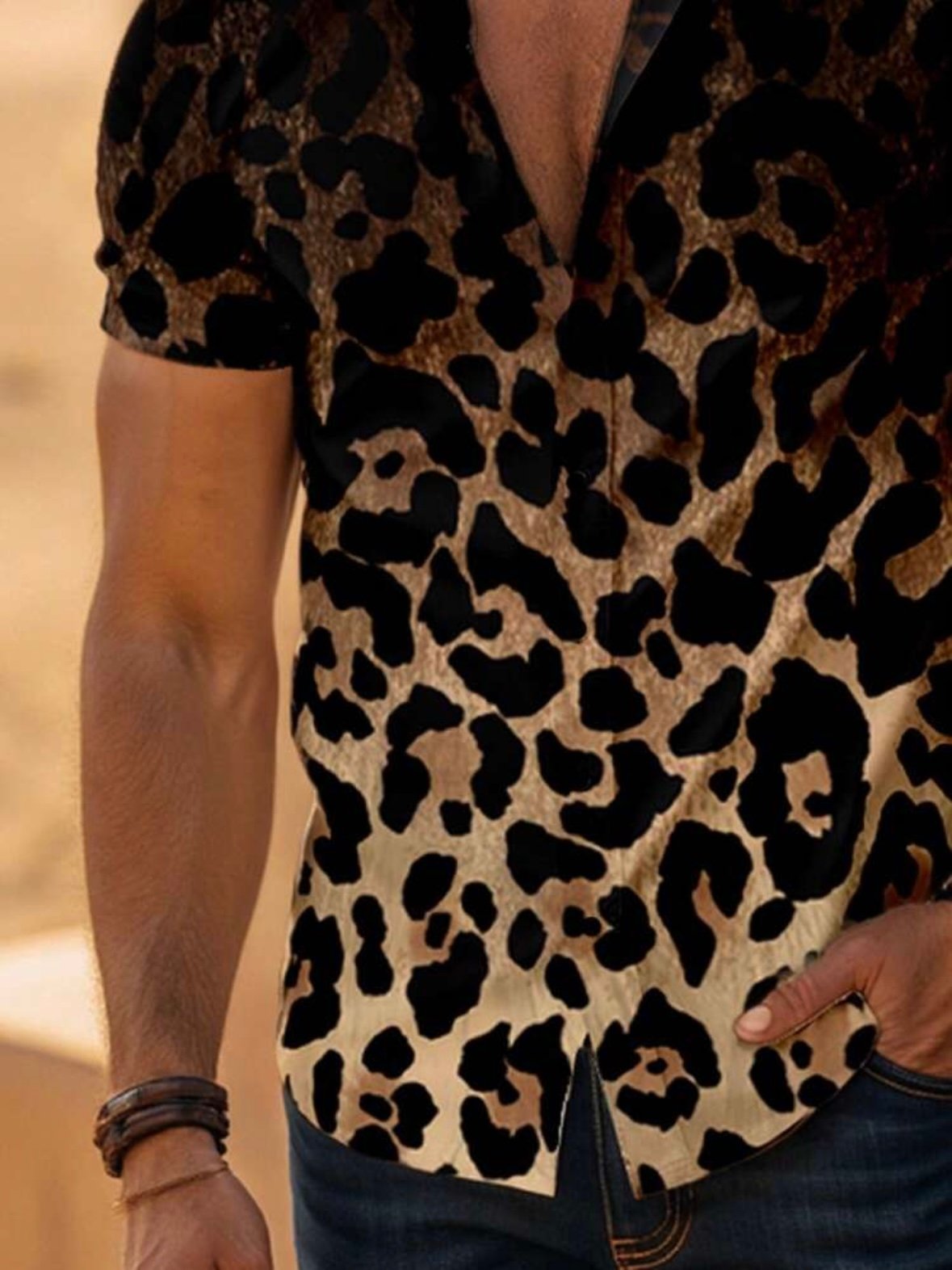 Men's Casual Leopard Print Pattern Shirt (4.89) - Image 3