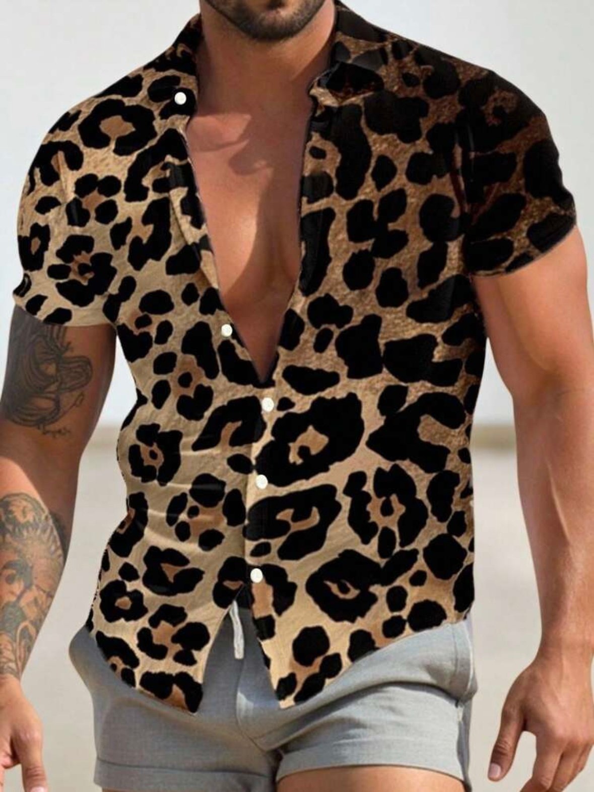 Men's Casual Leopard Print Pattern Shirt (4.89) - Image 5