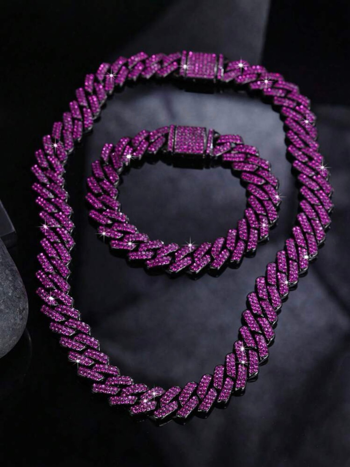 Crystal Rhinestone Thick Men's Chain Necklace Or Bracelet (4.92)