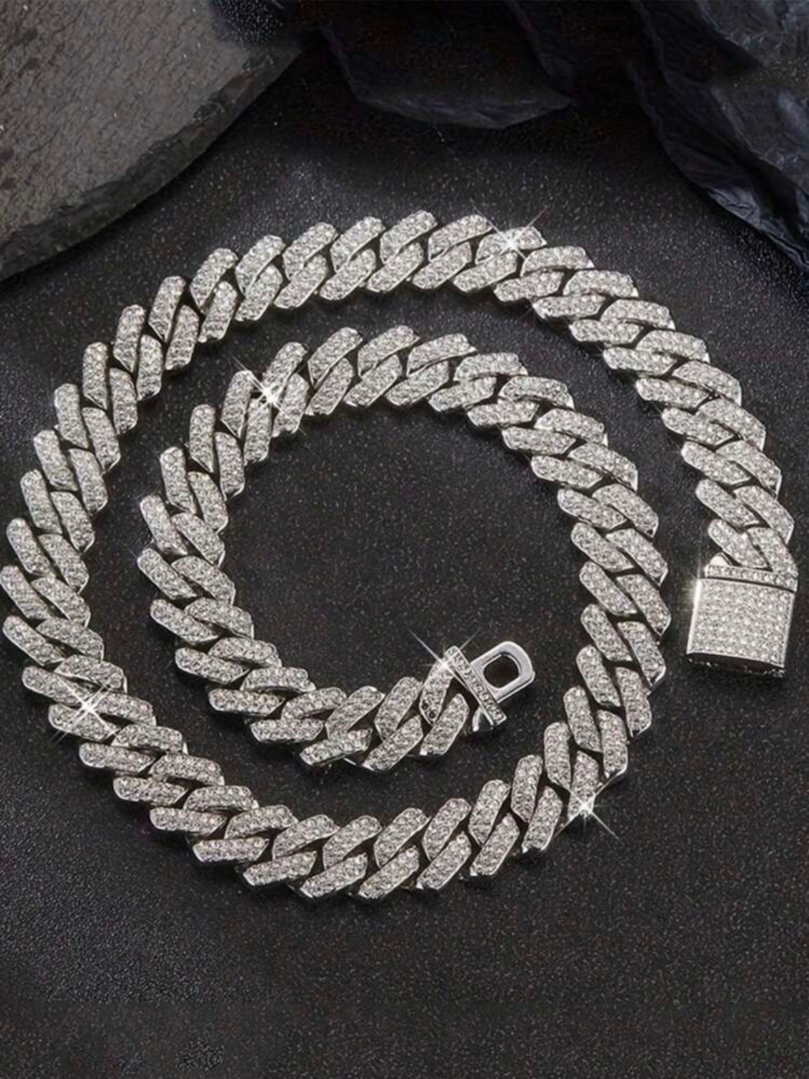 Crystal Rhinestone Thick Men's Chain Necklace Or Bracelet (4.92) - Image 2
