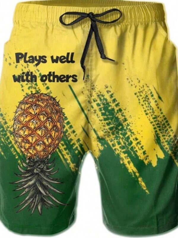 Lifestyle LS Pineapple Men's Swim Trunks PLAYS WELL WITH OTHERS (5.0) - Image 3
