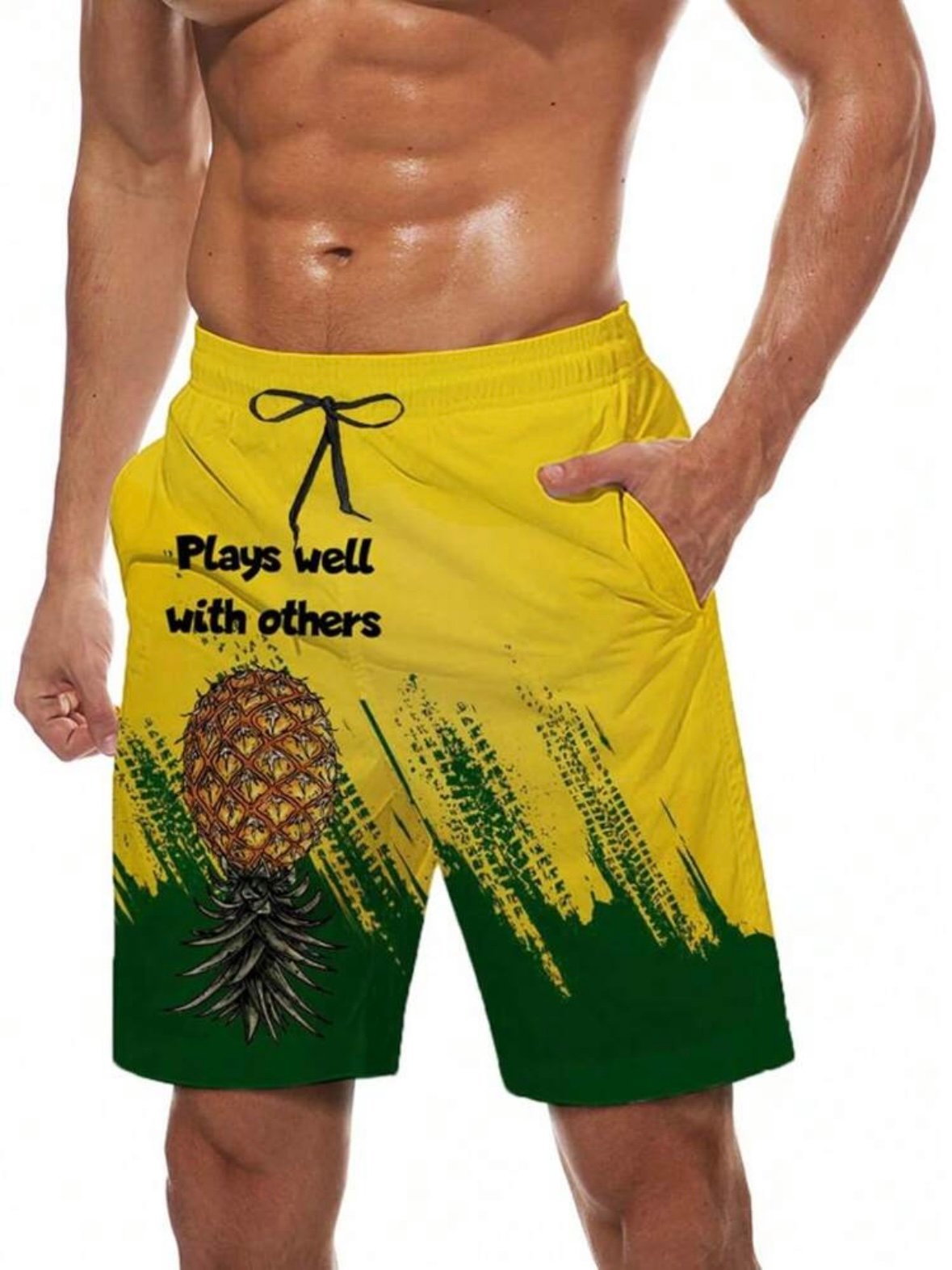 Lifestyle LS Pineapple Men's Swim Trunks PLAYS WELL WITH OTHERS (5.0)