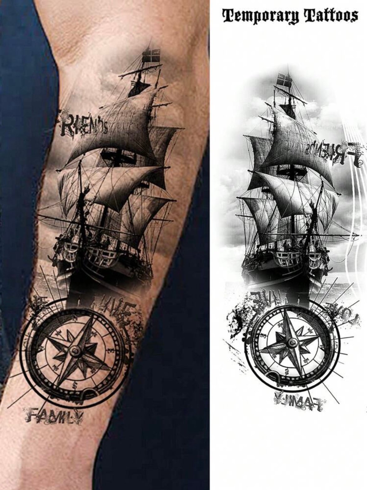 Temporary Pirate Ship & Compass Tattoo (5.0) - Image 3