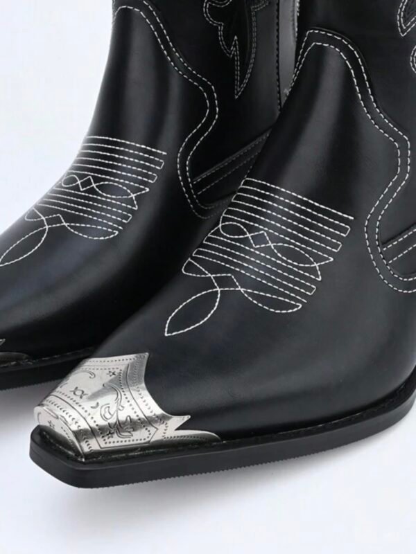 Metal Pointed Toe Embroidery Men's Western Cowboy Boots (5.0) - Image 5