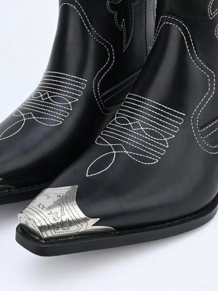 Metal Pointed Toe Embroidery Men's Western Cowboy Boots (5.0) - Image 5