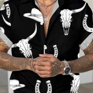 Screenshot Western Men's Cowboy Bull Skull Horseshoe Printed (4.91)