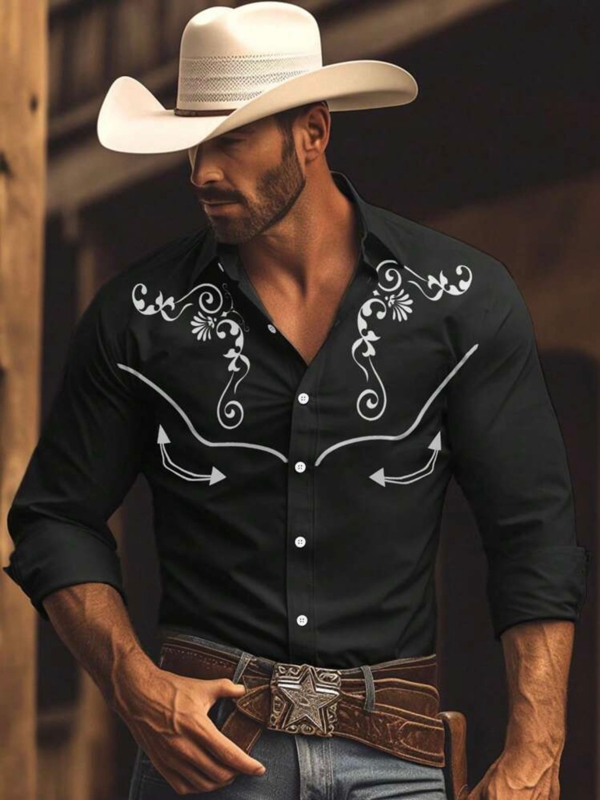 Men's Sexy Western Cowboy Wear Shirt (4.83)
