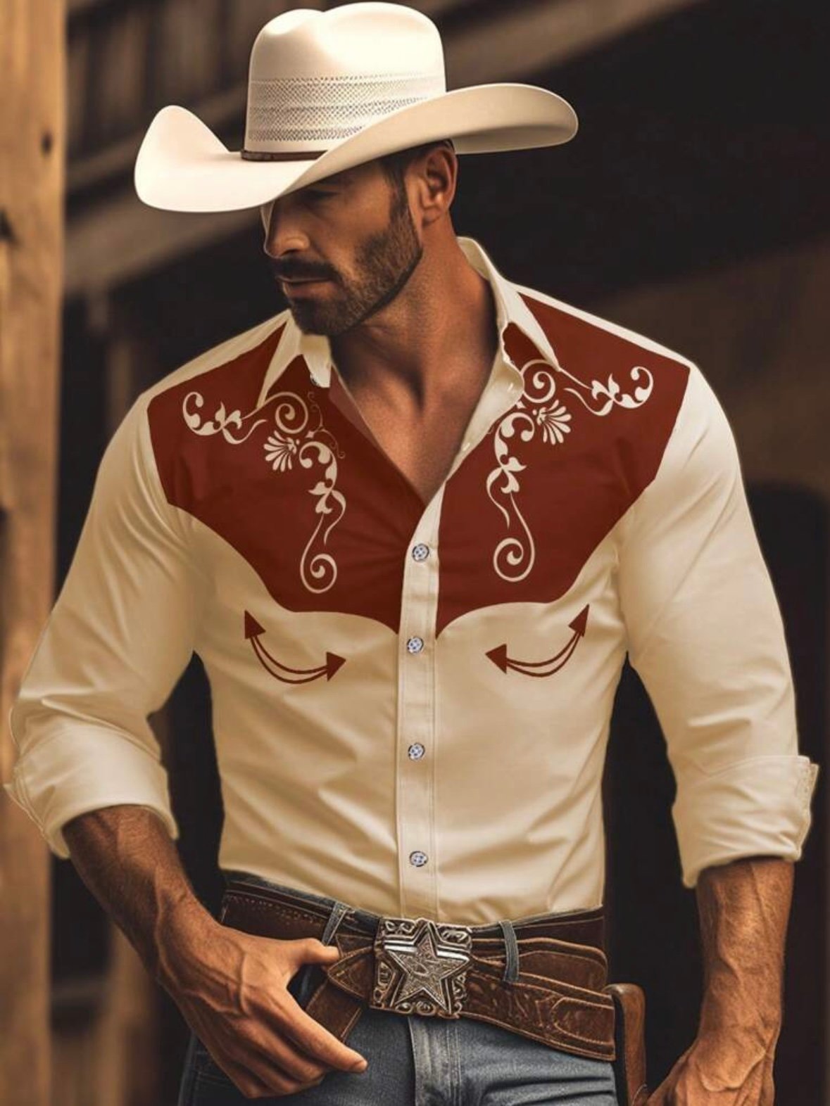 Men's Sexy Western Cowboy Wear Shirt (4.83) - Image 8