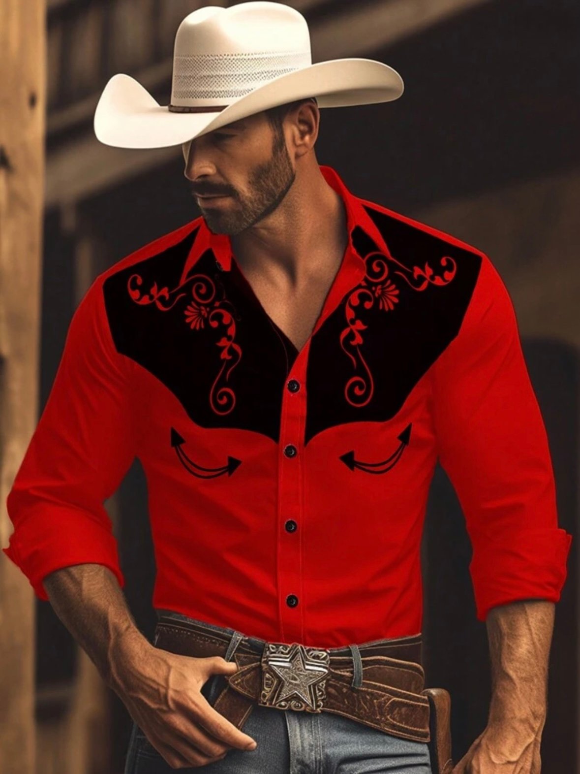 Men's Sexy Western Cowboy Wear Shirt (4.83) - Image 9