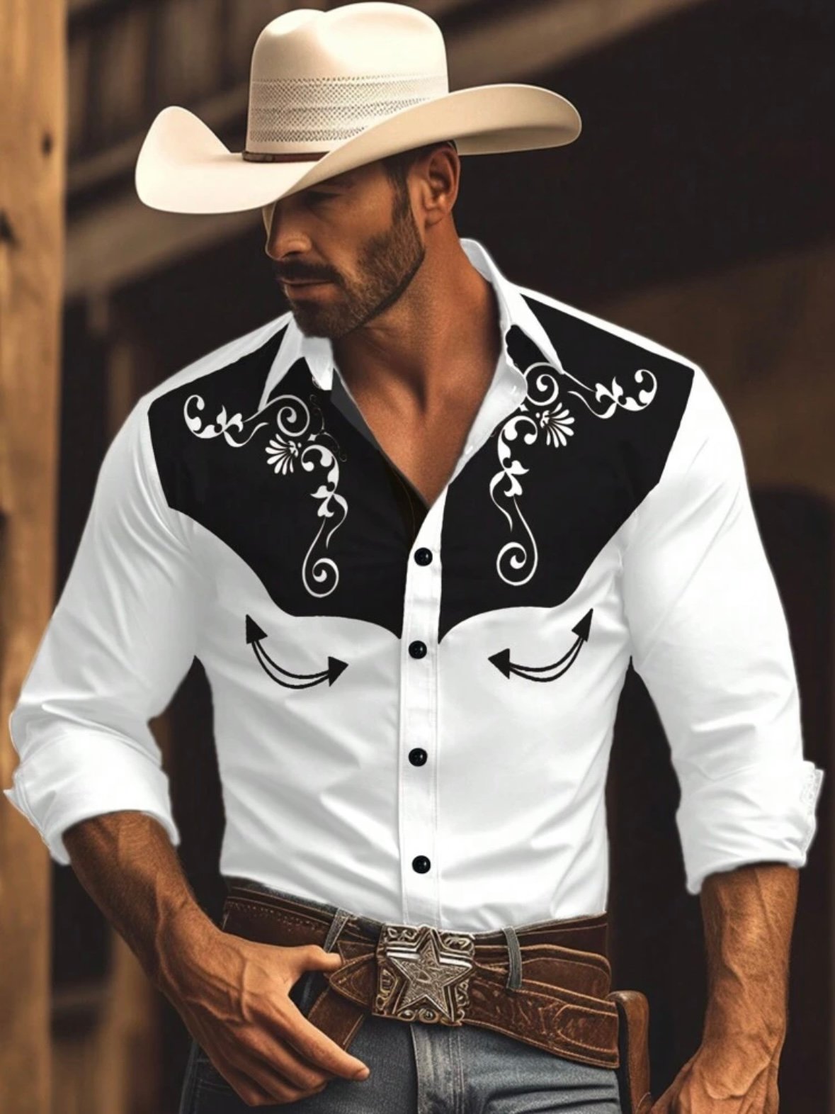 Men's Sexy Western Cowboy Wear Shirt (4.83) - Image 10