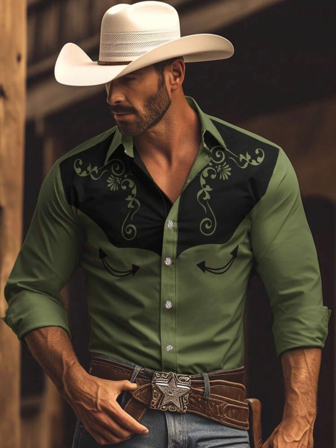 Men's Sexy Western Cowboy Wear Shirt (4.83) - Image 12