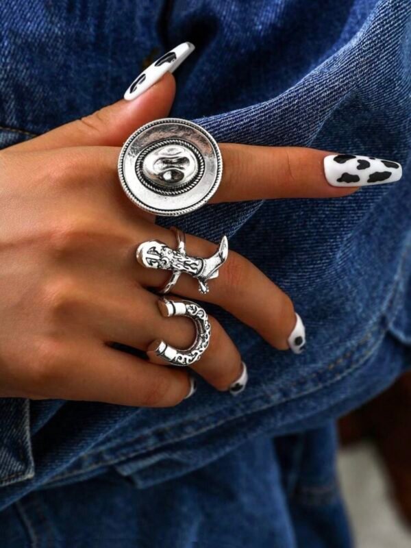 Cowboy Boot Hat & Horseshoe Ring Set For Women (4.92)
