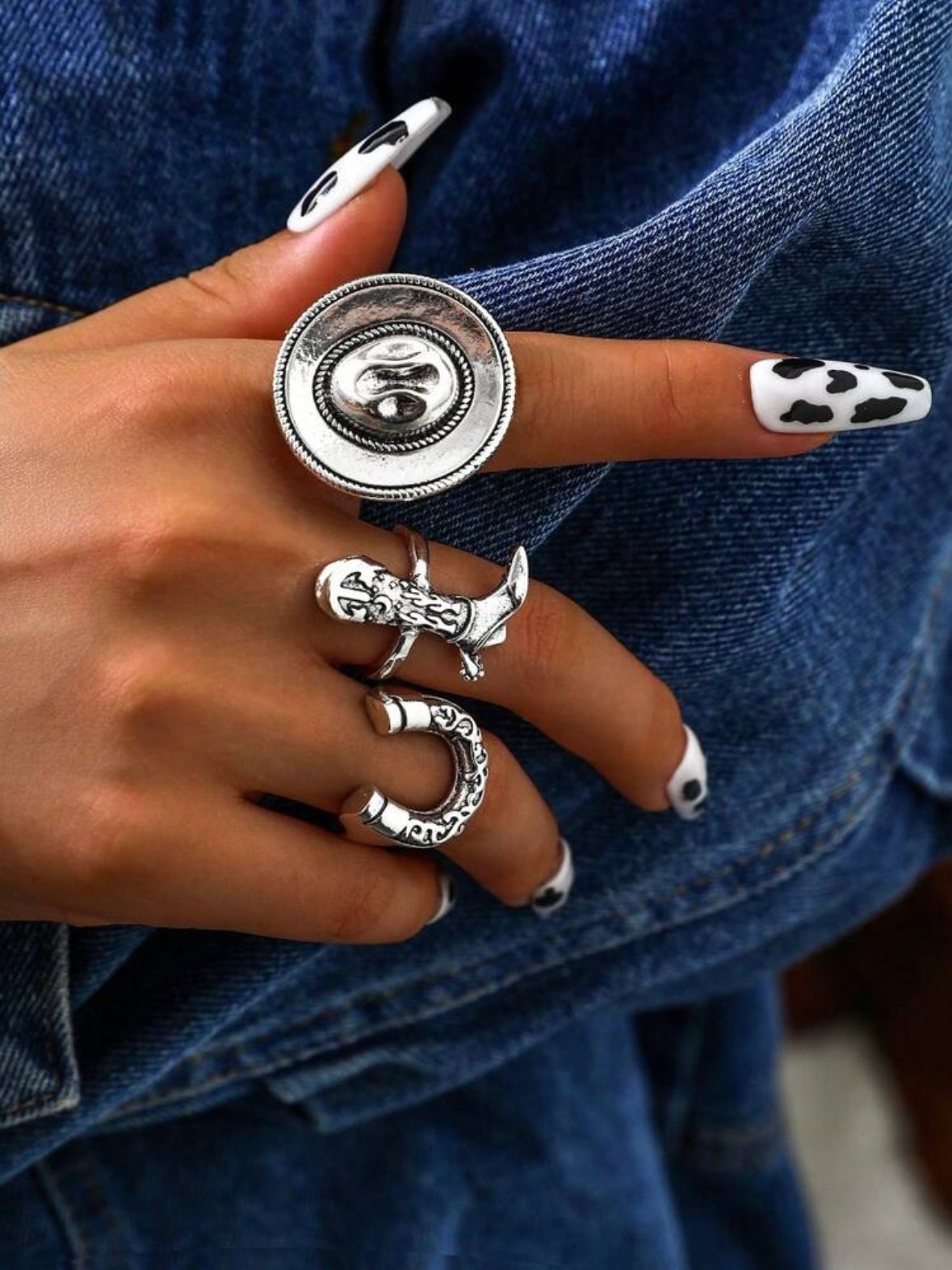 Cowboy Boot Hat & Horseshoe Ring Set For Women (4.92)