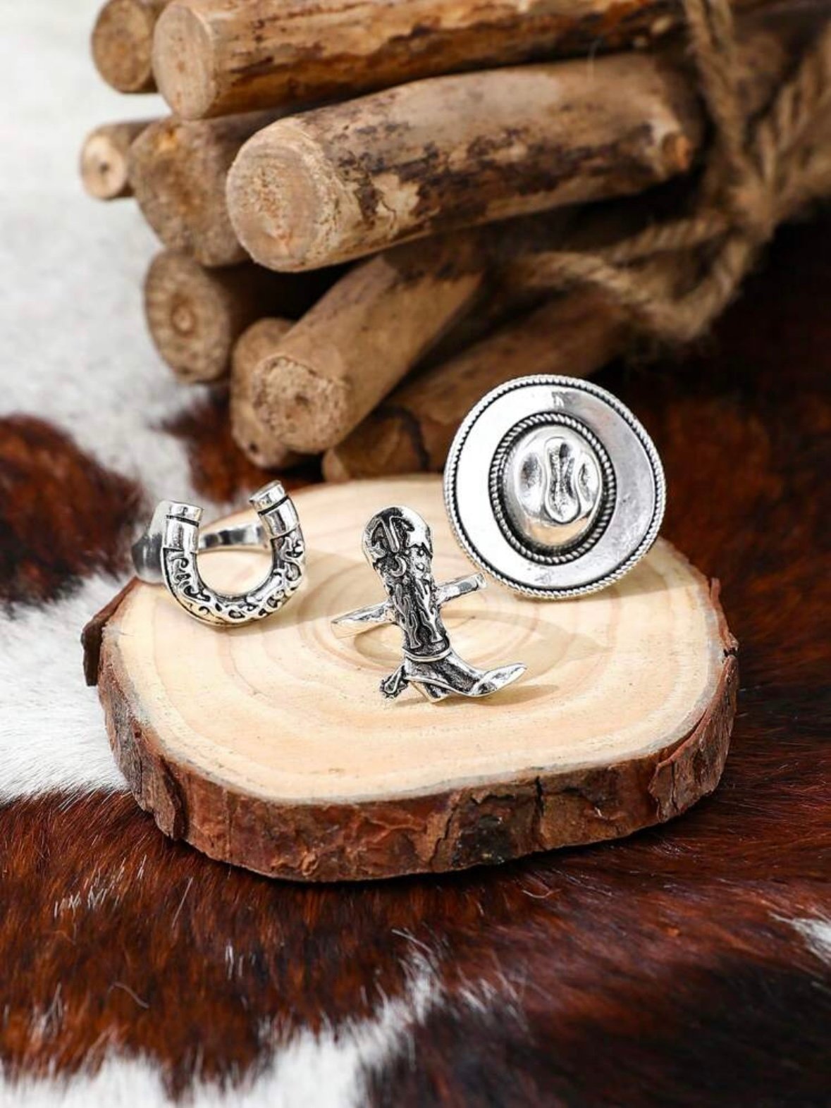 Cowboy Boot Hat & Horseshoe Ring Set For Women (4.92) - Image 6