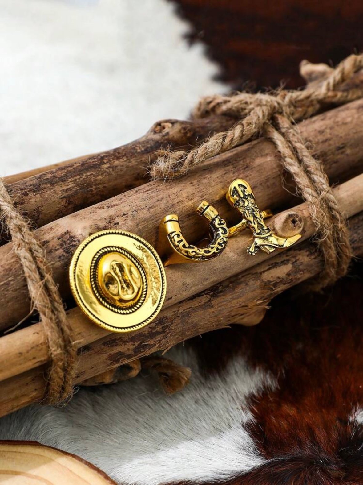 Cowboy Boot Hat & Horseshoe Ring Set For Women (4.92) - Image 3