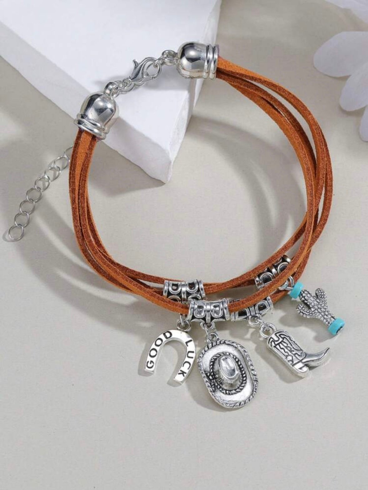 Turquoise Western Cowboy Boot Hat Horseshoe Bracelet (4.94) - Image 5