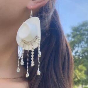 Screenshot Cowboy Hat Earrings With Rhinestones (4.94)