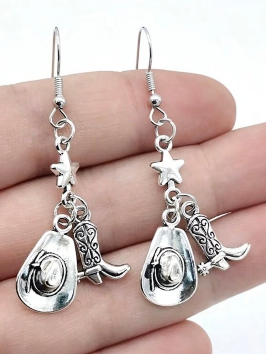 Cowboy Western Earrings With Boot Star & Hat (4.94) - Image 3