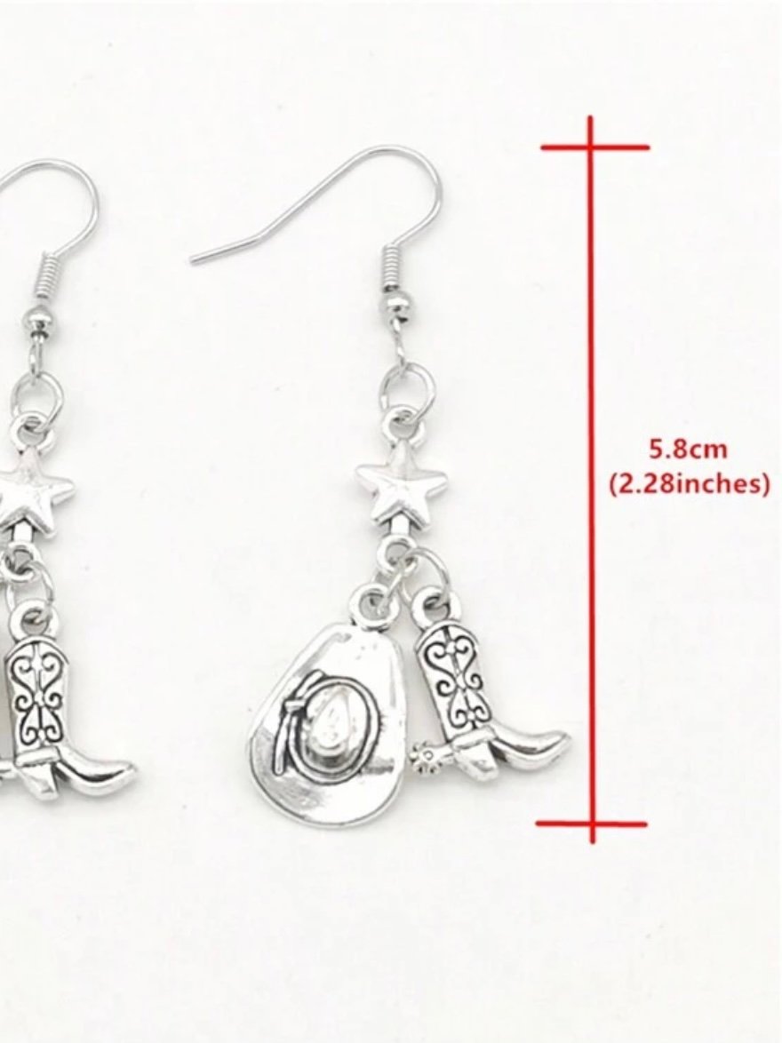 Cowboy Western Earrings With Boot Star & Hat (4.94) - Image 4