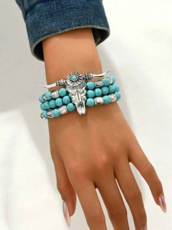 Bull Head Turquoise Western Bracelet For Women (4.94) - Image 6