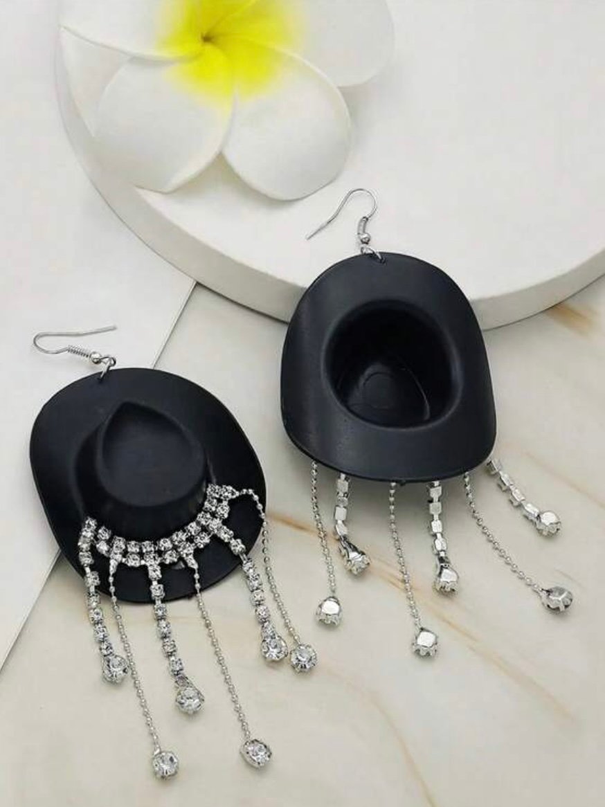 Cowboy Hat With Rhinestones Dangle Earrings For Women (5.0) - Image 8