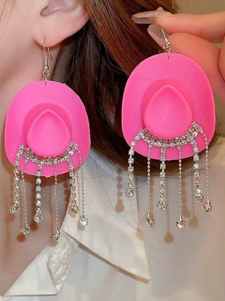 Cowboy Hat With Rhinestones Dangle Earrings For Women (5.0) - Image 6
