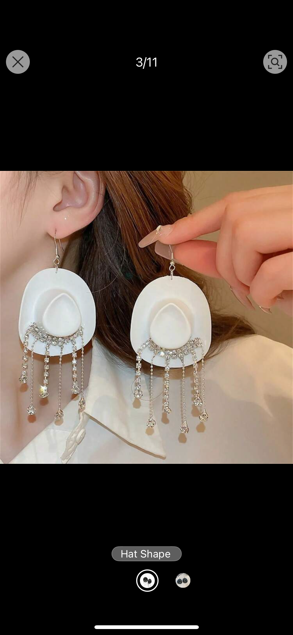Cowboy Hat With Rhinestones Dangle Earrings For Women (5.0) - Image 2