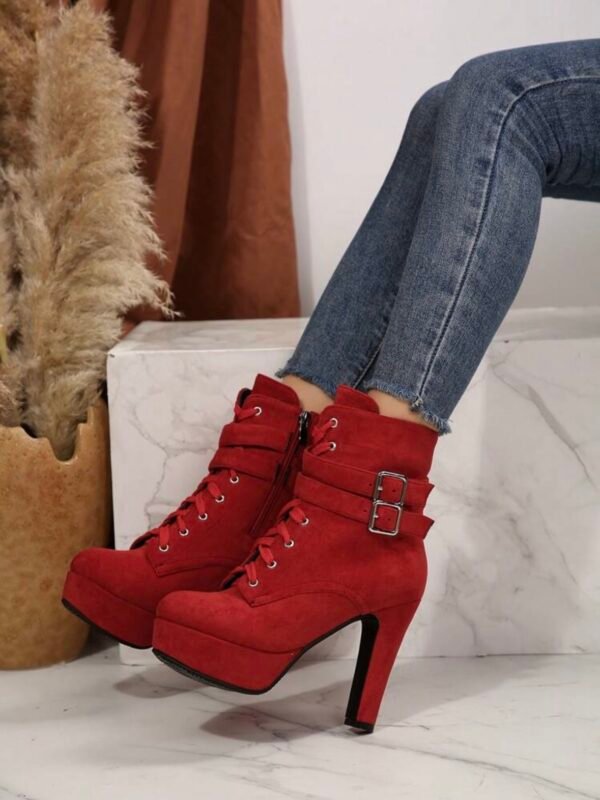 Women's Suede Heel High Heel Boots (4.91) - Image 3