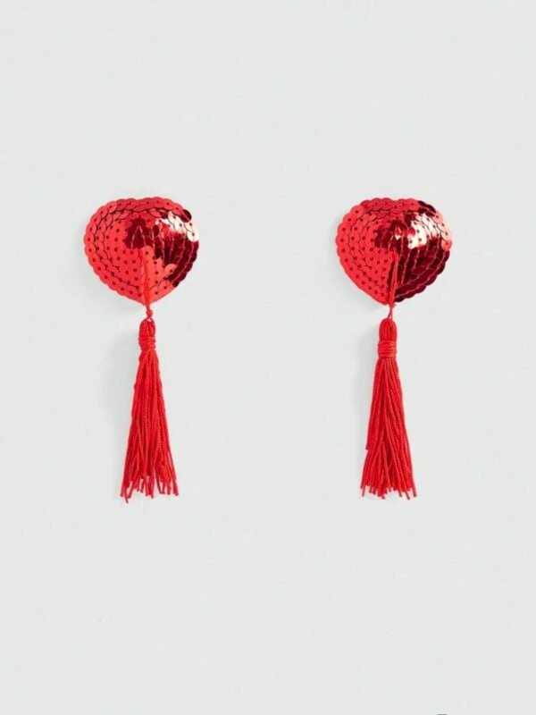 Tassel Red Sequin Heart Nipple Pasties (4.88) - Image 2