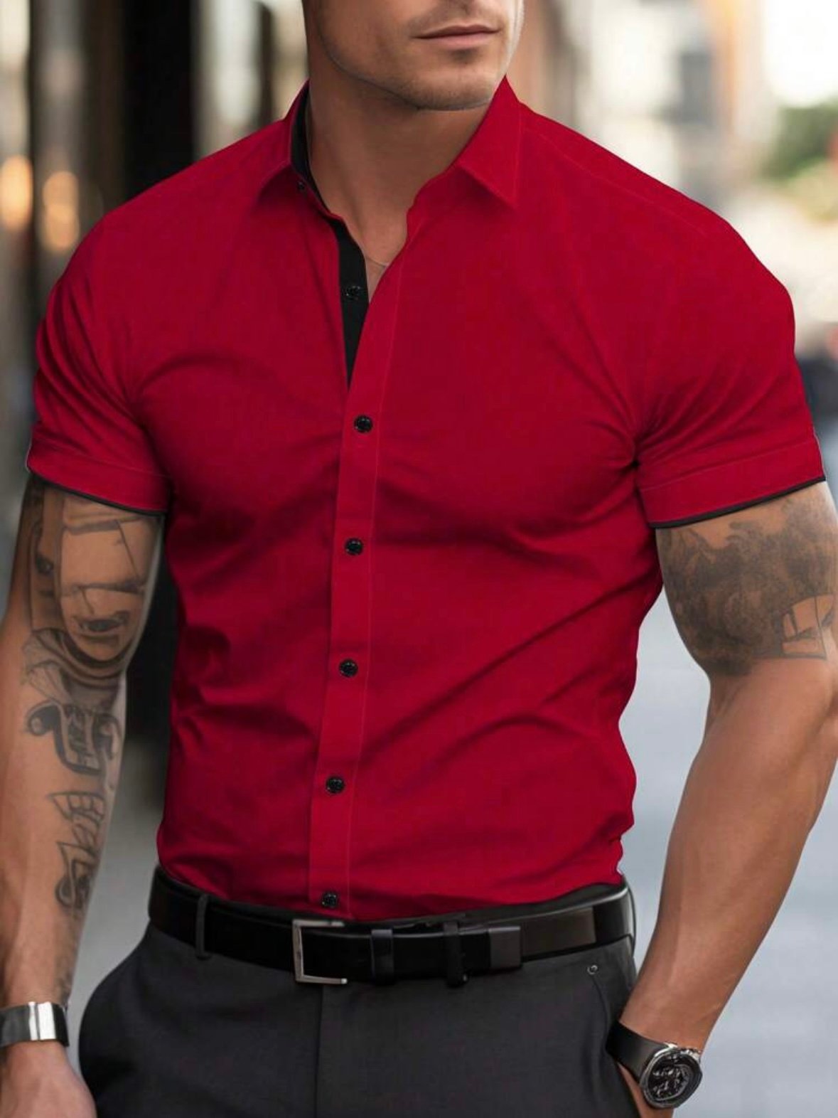 Men's Fitted Button Up Collared Shirt (4.94)