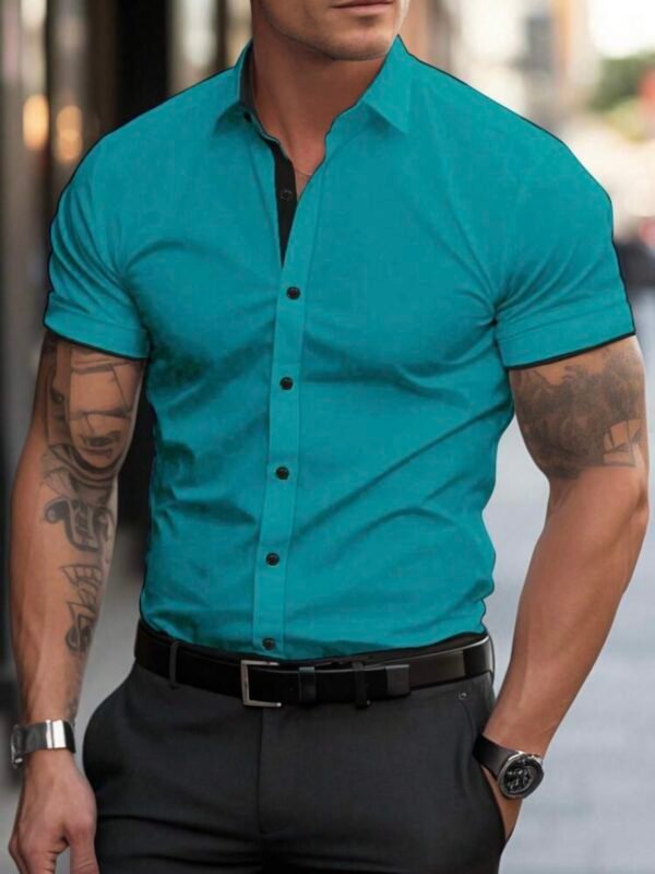 Men's Fitted Button Up Collared Shirt (4.94) - Image 10
