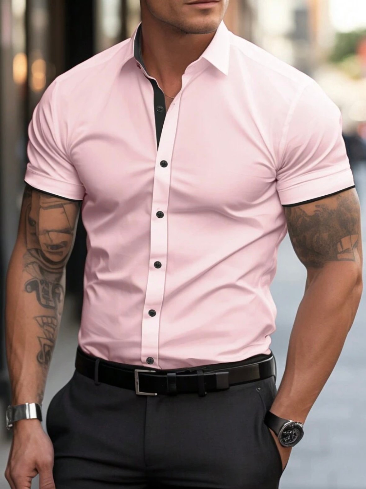 Men's Fitted Button Up Collared Shirt (4.94) - Image 7