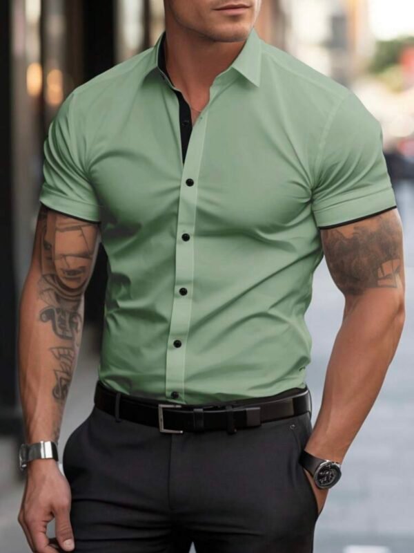 Men's Fitted Button Up Collared Shirt (4.94) - Image 9