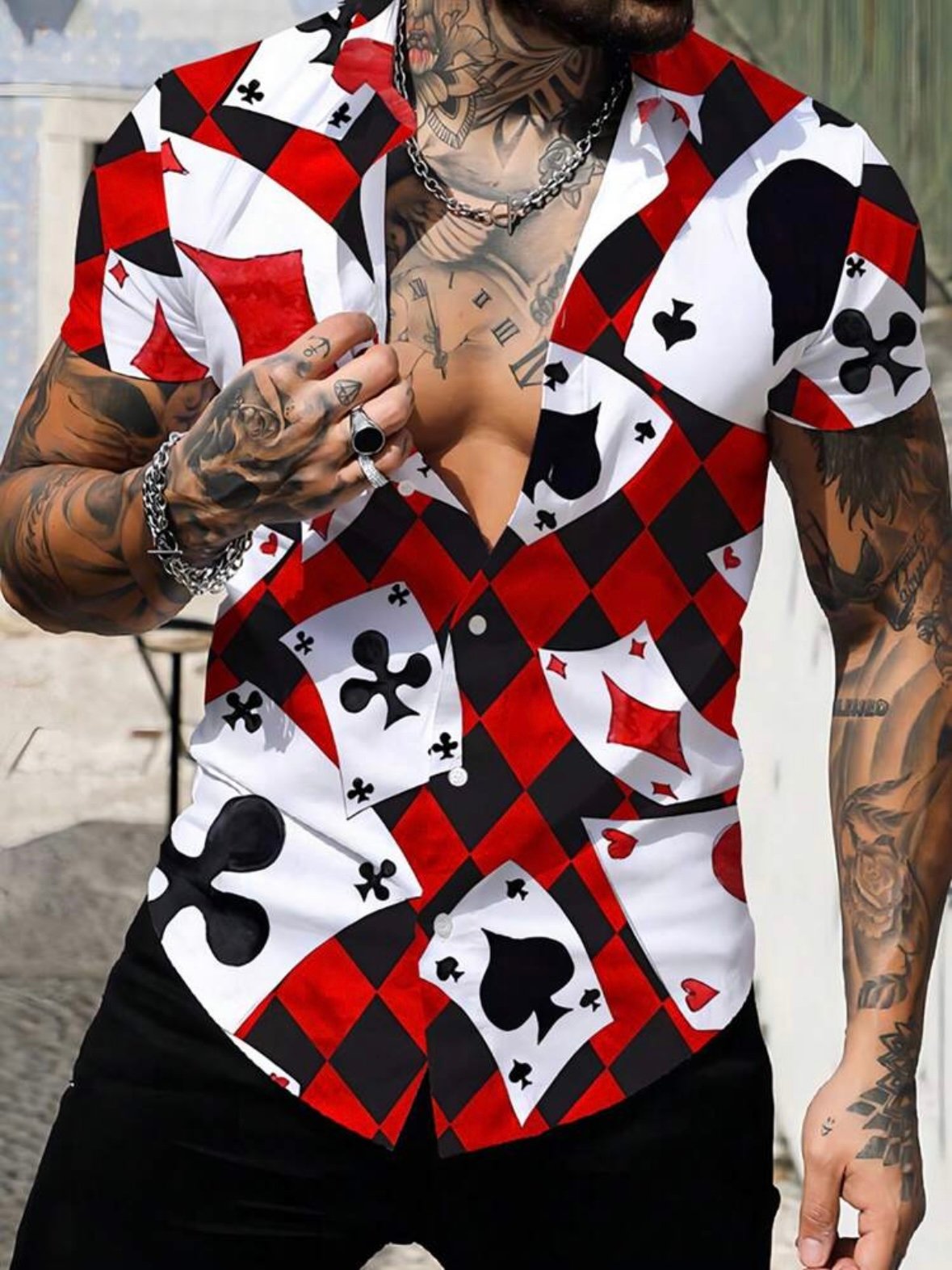 Men's Fitted Button Up Poker Shirt (4.95)