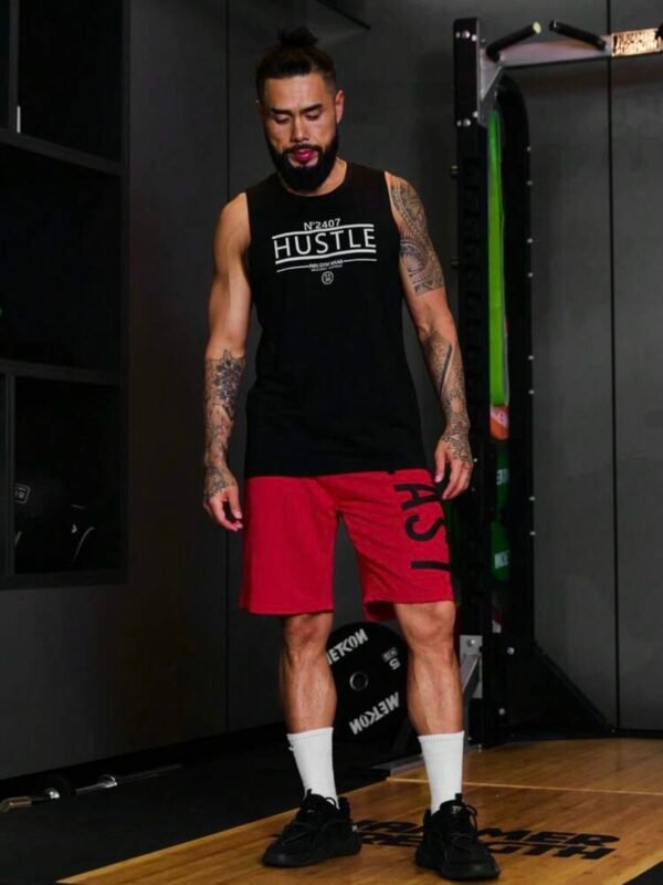 Men's BEAST Fitness Graphic Drawstring Gym Shorts (4.96) - Image 4