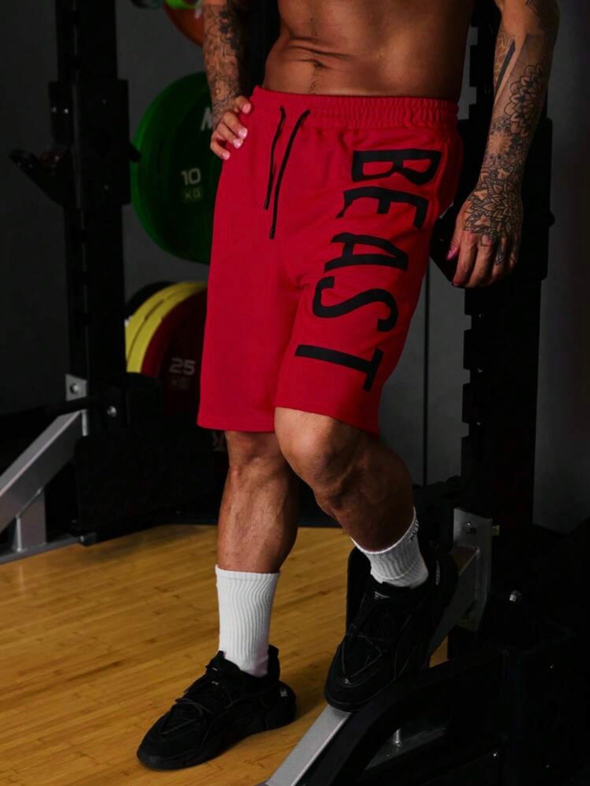 Men's BEAST Fitness Graphic Drawstring Gym Shorts (4.96) - Image 2