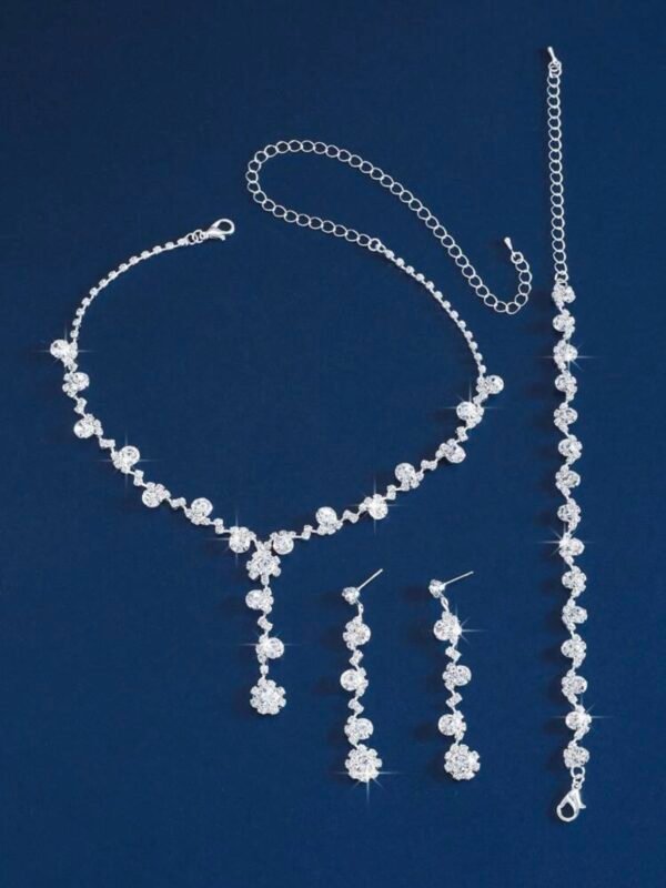 3 Piece Set Rhinestone Necklace Earrings Bracelet (4.96) - Image 4