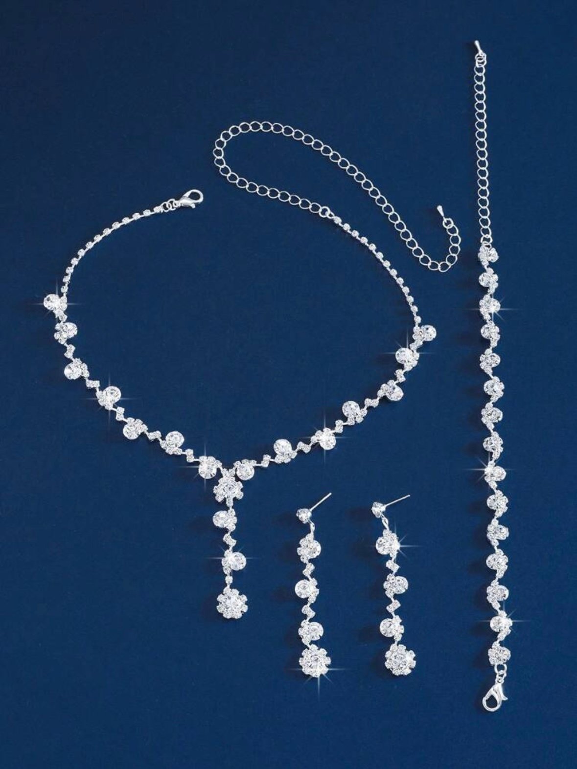 3 Piece Set Rhinestone Necklace Earrings Bracelet (4.96) - Image 4