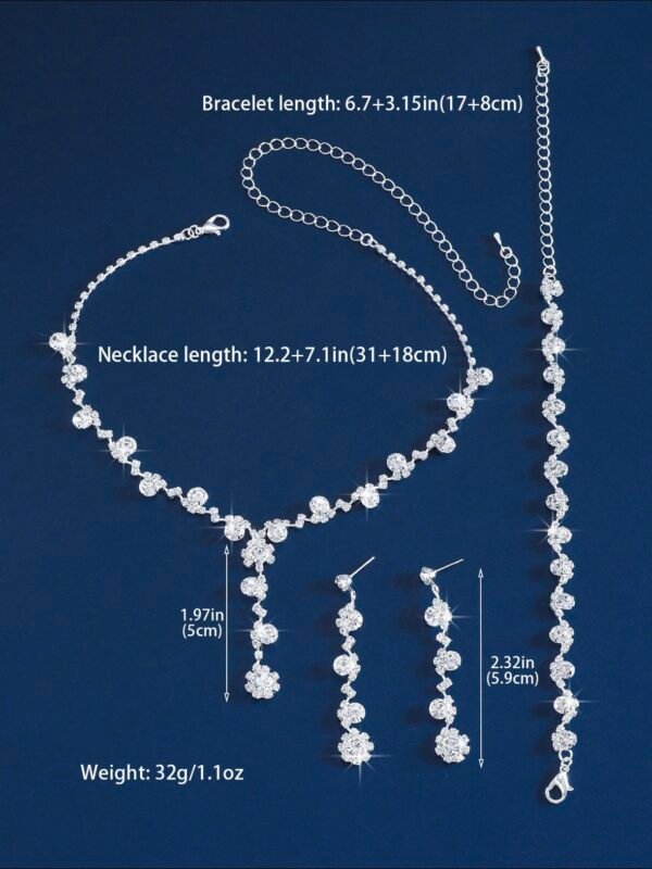 3 Piece Set Rhinestone Necklace Earrings Bracelet (4.96) - Image 5