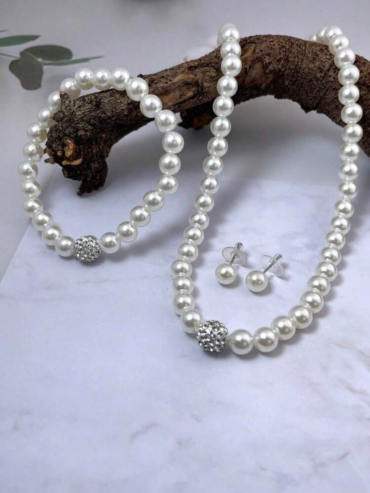 Pearl Jewelry Set Necklace Bracelet & Earrings (4.88) - Image 3