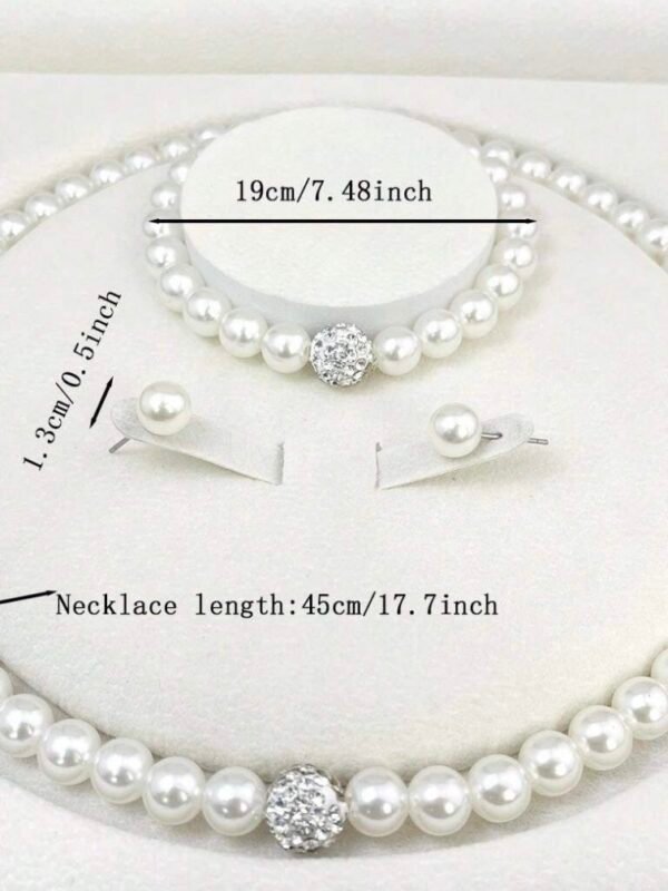 Pearl Jewelry Set Necklace Bracelet & Earrings (4.88) - Image 5