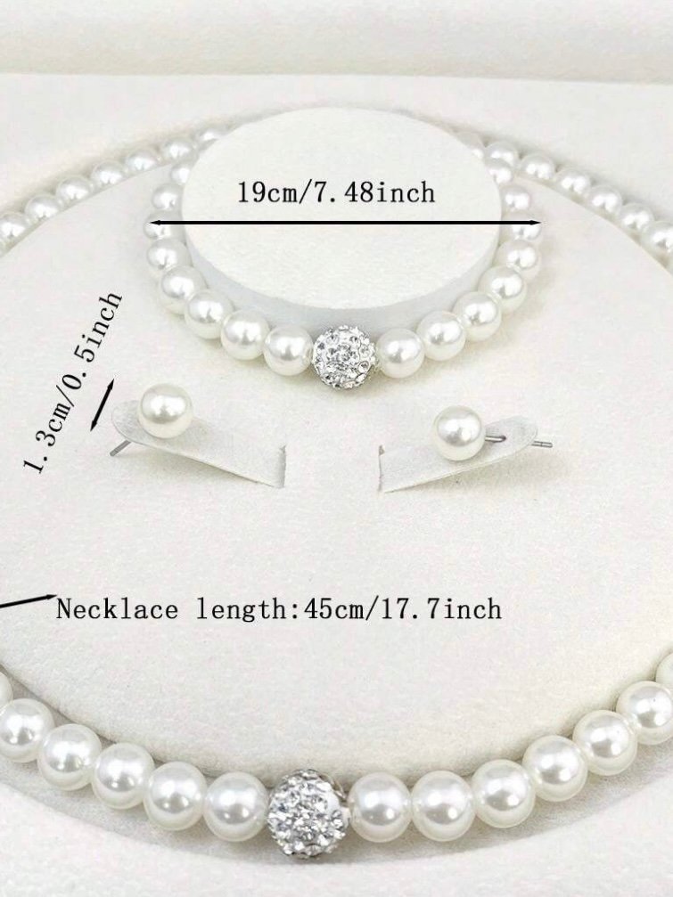 Pearl Jewelry Set Necklace Bracelet & Earrings (4.88) - Image 5