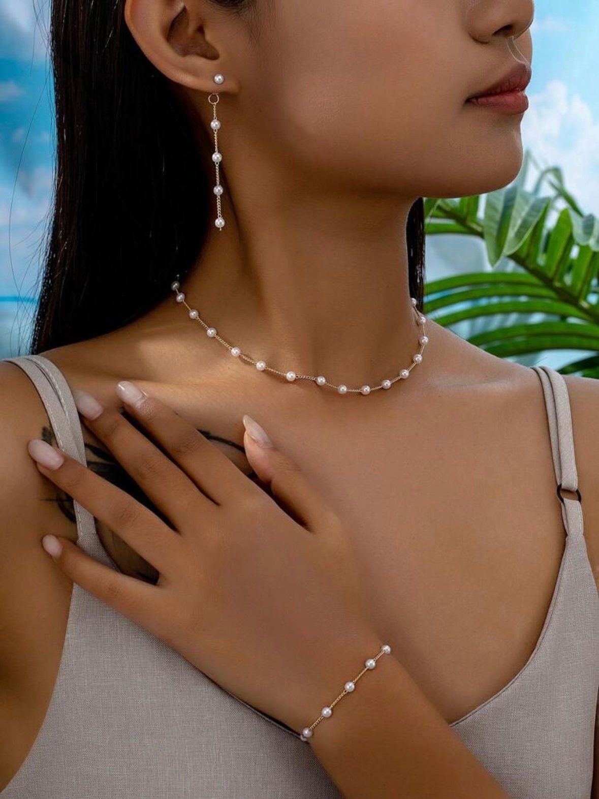 Set Of Chic Bracelet Necklace Earring Set For Women (4.87) - Image 3