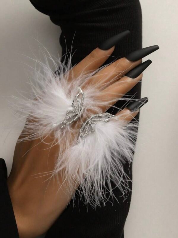Angel Wings Butterfly Crystal & Feather Ring (4.94)
