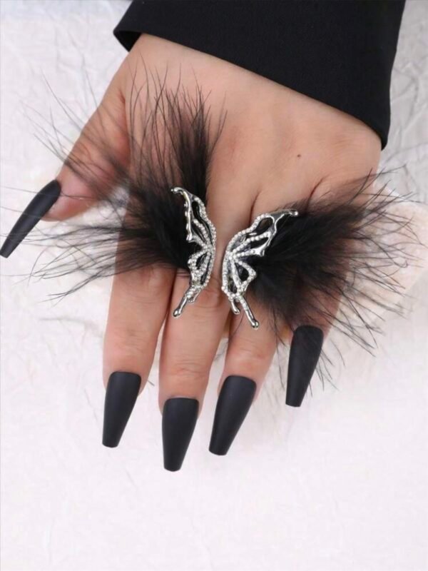 Angel Wings Butterfly Crystal & Feather Ring (4.94) - Image 7