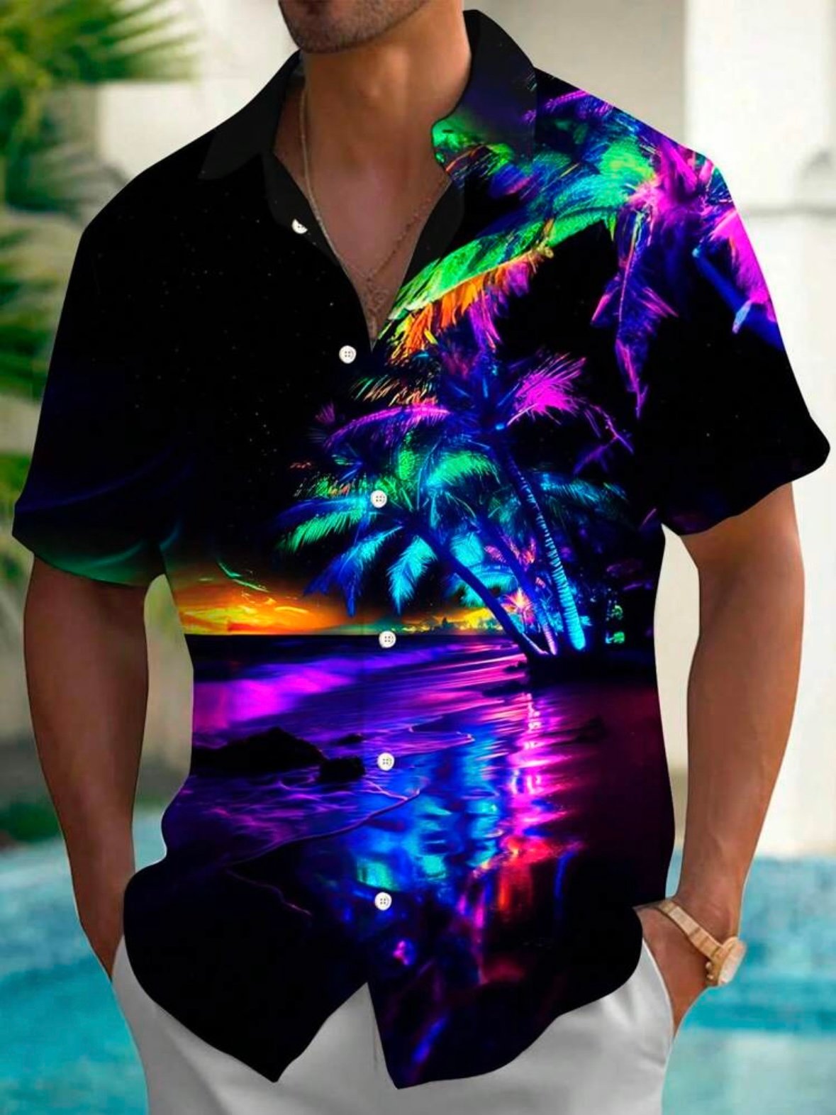 Men's Neon Tropic Button Up Shirt (4.97)