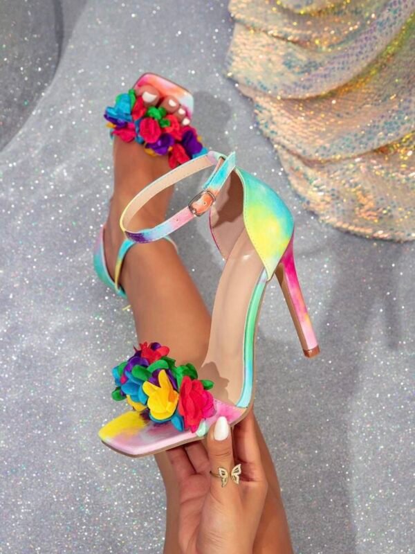 Floral Heel Sandal For Women Sexy Open Toe Shoe (5.0) - Image 10