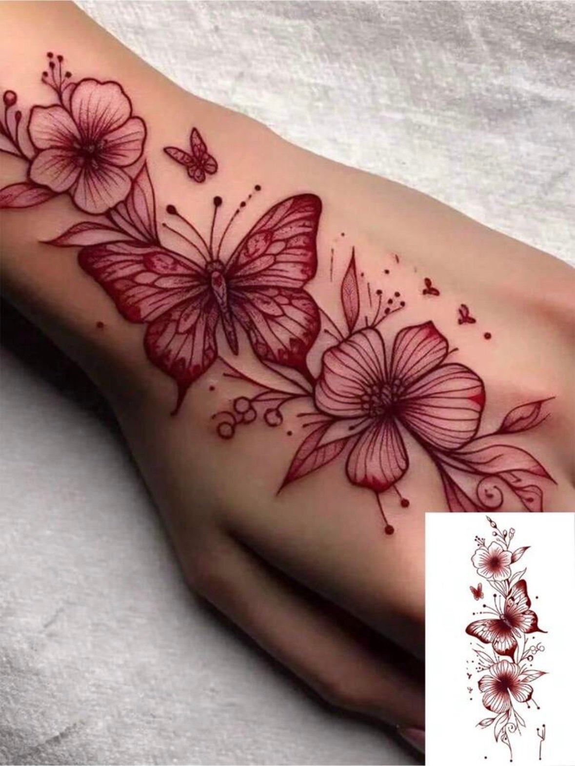 Temporary Flower & Butterfly Body Tattoo Stickers For Women (4.96) - Image 9